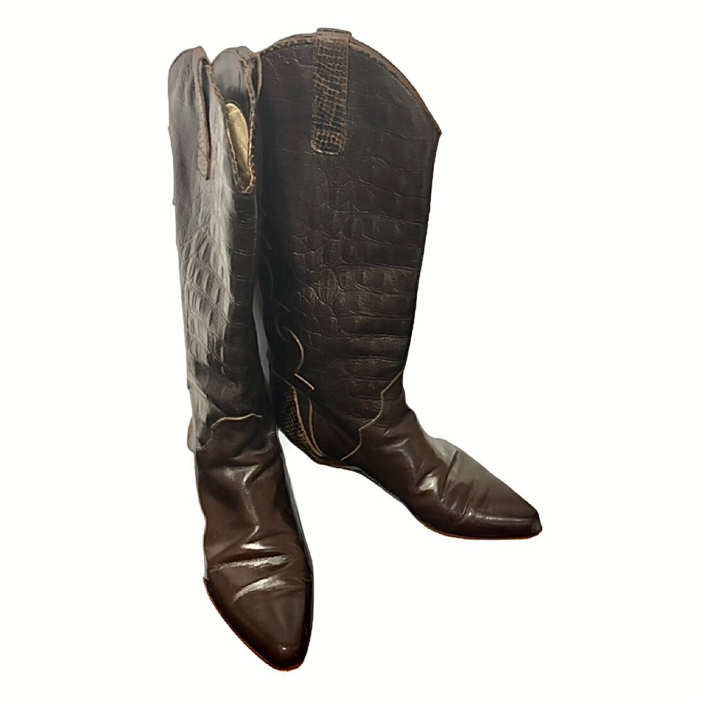Charles David Brown Leather Western Cowboy Boots Size 9.5 Women’s - Picture 9 of 13
